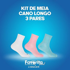 Kit de Meias Femininas Cano Longo - 3 pares