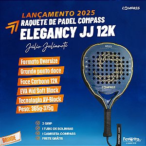 Raquete de Padel Compass Elegancy JJ 12k 2025 - Júlio Julianoti