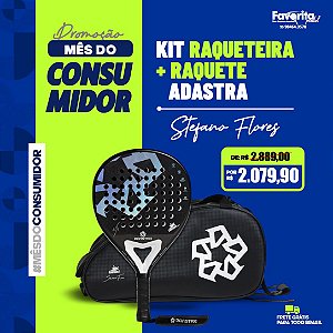 Kit Raquete de Padel Adastra Taurus 2.0 + Raqueteira Stefano Flores