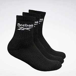 Kit 3 Meias Reebok Cl 1/2 Toalha – Masculino Preto