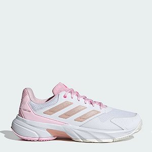 Tênis Adidas Courtjam Control 3 – Feminino Cloud White / Silver Metallic / Lucid Pink