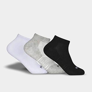 Meia Hoahi Kit 3x1 Cano Curto Feminino - Preto/Cinza/Branco