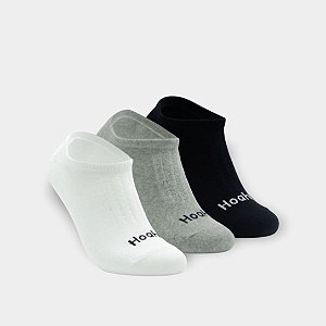 Meia Invisível Hoahi Kit 3 Pares Feminino – Branco/Cinza/Preto