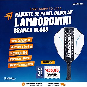 PRÉ-VENDA - Raquete Padel Babolat Lamborghini Branca BL003