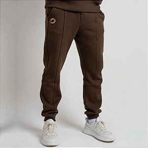 Calça Jogger Compass Moletom Masculina Marrom