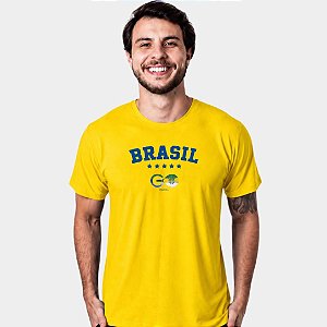 Camiseta Go Padel Go Brasil Masculina Amarela
