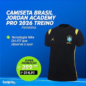 Camiseta Brasil Jordan Academy Pro 2026 Treino Feminina - Preto+Amarelo