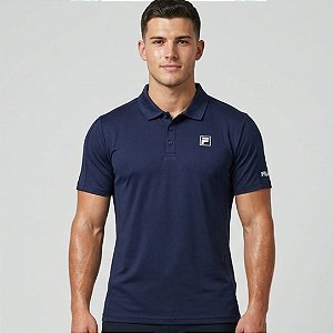 Polo Fila Tennis Line III Masculina Marinho Carbono