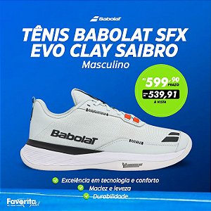 Tênis Babolat SFX EVO - Clay Saibro - Azul Claro e Preto