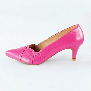 SCARPIN SALTO BAIXO FINO COURO PINK CONFORTAVEL