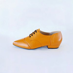 OXFORD SALTO BAIXO BLOCO COURO LARANJA CONFORTAVEL