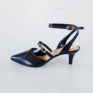 SCARPIN SALTO BAIXO FINO COURO PRETO CONFORTAVEL