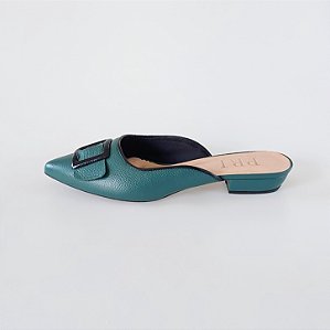 MULE SALTO BLOCO COURO VERDE MILITAR PRETO CONFORTAVEL