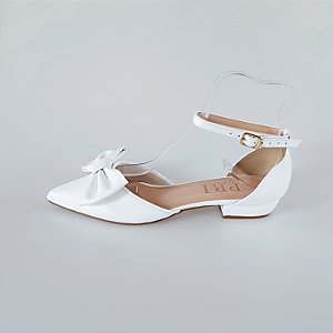 SCARPIN SALTO BLOCO COURO BRANCO CONFORTAVEL