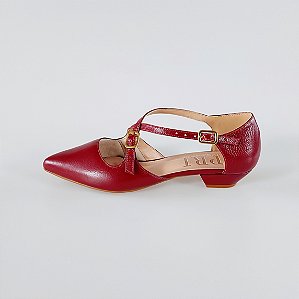 SCARPIN SALTO FINO COURO VINHO CONFORTAVEL
