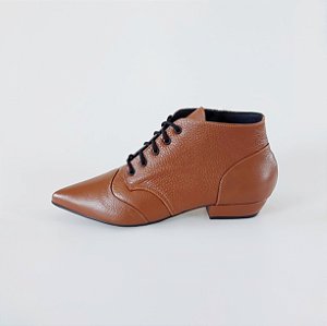 BOTA SALTO BLOCO COURO MARROM CONFORTAVEL