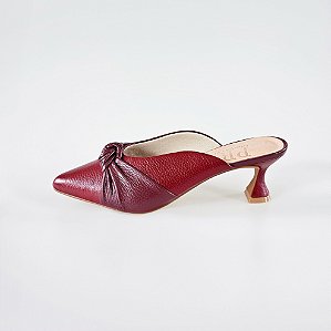 MULE SALTO TAÇA COURO VINHO MARSALA CONFORTAVEL