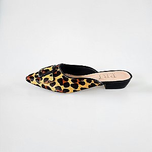 MULE SALTO BLOCO COURO ONCA PRETO CONFORTAVEL