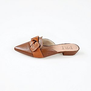 MULE SALTO BLOCO COURO MARROM CARAMELO CONFORTAVEL