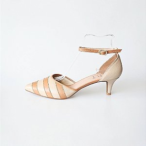 SCARPIN SALTO FINO COURO NUDE CLARO MEDIO CONFORTAVEL