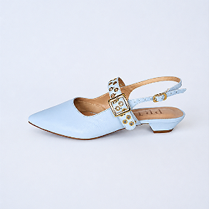 SCARPIN SALTO FINO COURO AZUL BEBE CONFORTAVEL