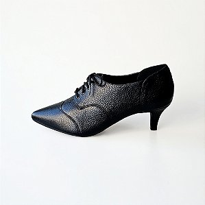 OXFORD SALTO FINO COURO PRETO CONFORTAVEL