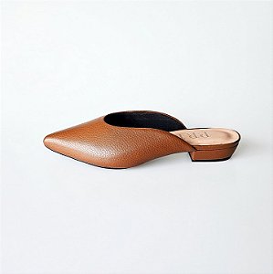 MULE SALTO BLOCO COURO MARROM CONFORTAVEL