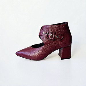 BOTA SALTO BLOCO COURO MARSALA CONFORTAVEL