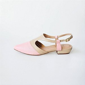 SCARPIN SALTO BLOCO ROSA BEBE NUDE CLARO CONFORTAVEL