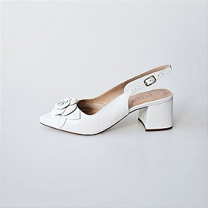 SCARPIN SALTO BLOCO BRANCO CONFORTAVEL
