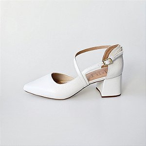 SCARPIN SALTO BLOCO BRANCO CONFORTAVEL