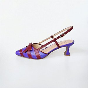 SCARPIN SALTO TACA COURO ROXO VINHO CONFORTAVEL