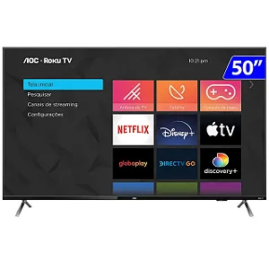 Smart TV 50 Polegadas Aoc DLED - VA 4K UHD, 4 HDMI, 2 USB, Wi-Fi, Linha Marrom - 50u6125/78g
