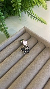 Berloque Pet Gato Resina preta Aço Inox