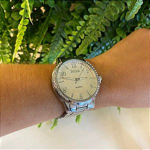 Relógio Prata com Strass em Aço Inox | Unity Semijóias