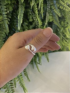 Anel Gota Dupla Regulável Semijóia Banhada a Prata 100 Milésimos