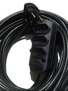 Extensão Elétrica profissional 10A - 10 metros - 3 tomadas - Cabo 2 x 1,00mm