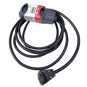 Extensão Elétrica profissional 20A - 2 metros - 3 tomadas Legrand - Cabo PP  2 x 2,5mm