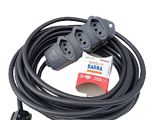 Extensão Elétrica profissional 20A - 50 metros - 3 tomadas Legrand - Cabo PP  3 x 2,5mm