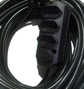 Extensão Elétrica profissional 20A - 10 metros - 3 tomadas - Cabo PP  3 x 2,5mm