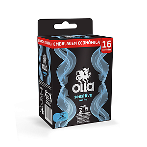 16 Camisinhas Olla Preservativo Sensitive Mais Fina Sensibilidade