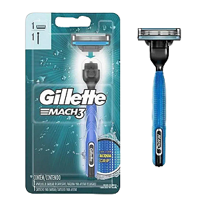 Aparelho de Barbear Gillette Prestobarba Recarregável Mach 3 Cabeça Móvel