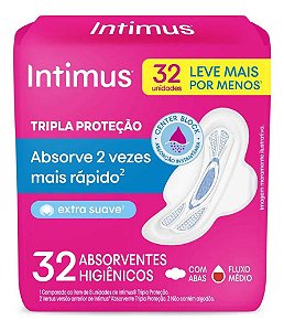 32 Absorventes Externo Intimus Tripla Proteção Suave Com Abas