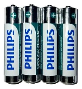4 Pilhas Philips AAA Palito Comum
