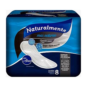 8 Absorventes Sem Aba Max Noturno Naturalmente