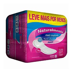 8 Absorventes Sem Aba Naturalmente Leve + Por -