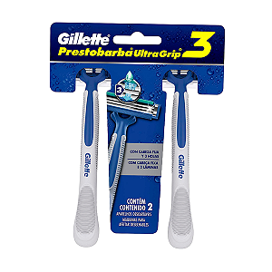 Aparelho de Barbear Prestobarba Gillette UltraGrip 3 Cabeça Móvel Com 2 Unidades