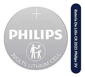 Bateria de Lítio CR 2025 Philips 3 Volts 1 Unidade