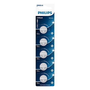 Bateria de Lítio CR 2032 Philips 3 Volts 5 Unidade
