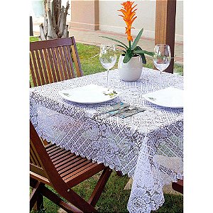 Toalha de Mesa Quadrada de Renda Branca 140x140m